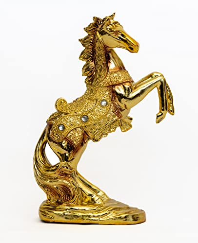 Dalax Stallion Loving Gold Horse Statue