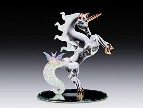 DAR Giftware Glass Unicorn with Butterfly Figurine Collectible 4 Inches Tall
