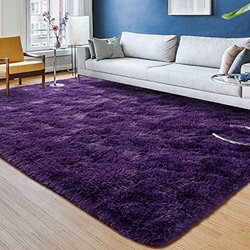 Luxurious Purple Shaggy Rug for Home Decor - Przemy Dark Purple Area Rug