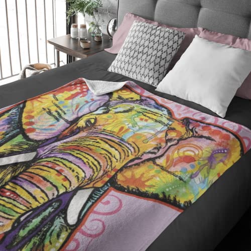 Dawhud Direct Colorful Elephant Fleece Blanket