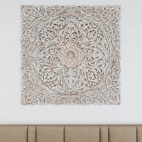 Deco 79 Carved Wood Wall Decor with Mandala Design