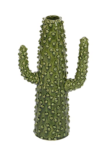 Deco 79 Ceramic Cactus Vase, Green