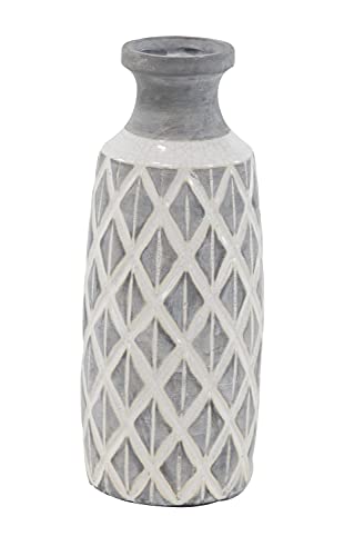 Deco 79 Ceramic Vase with Diamond Pattern