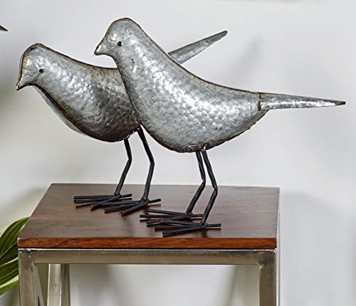 Deco 79 Metal Birds Sculpture, Set of 2 12", 13"H, Gray