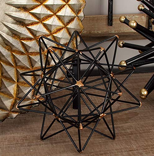 Deco 79 Metal Geometric Sculpture with Gold Accents, 7" x 7" x 7", Black