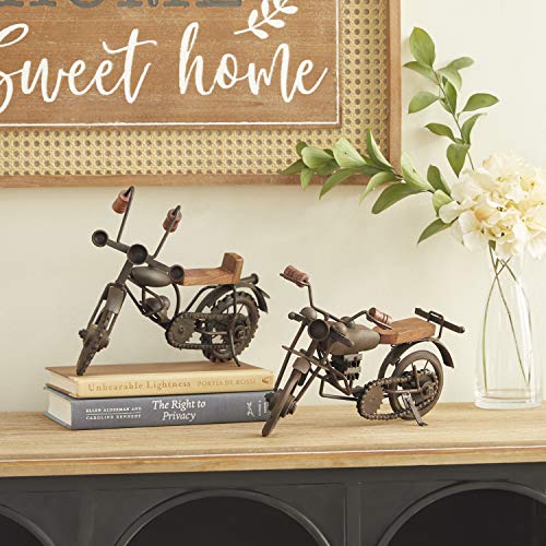 Deco 79 Metal Motorcycle Sculpture Set