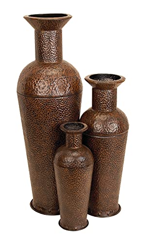 Deco 79 Metal Tall Floor Bottleneck Vase Set