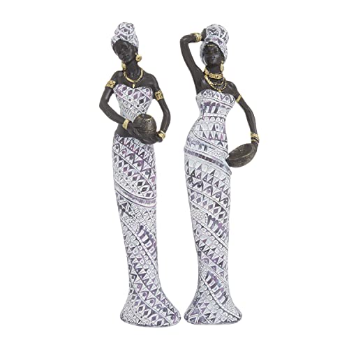 Deco 79 Polystone African Sculpture Set - Unique and Eye-Catching Home Decor