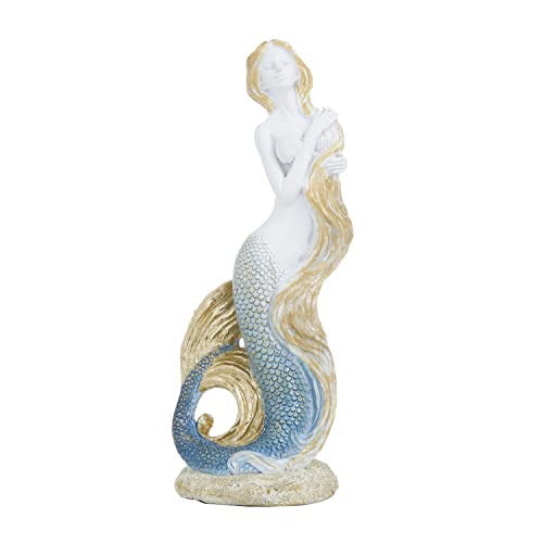 Deco 79 Polystone Mermaid Sculpture, 4" x 3" x 11", Multi Colored