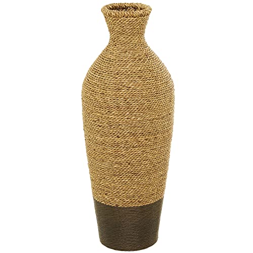 Deco 79 Seagrass Handmade Tall Woven Floor Vase, 10" x 10" x 28", Brown