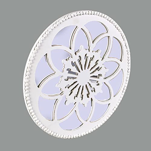 Decorative Wall Medallion Sculpture with Distressed Finish - White