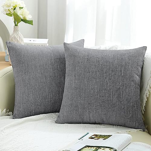 decorUhome Farmhouse Chenille Throw Pillow Covers, Grey - Soft and Durable