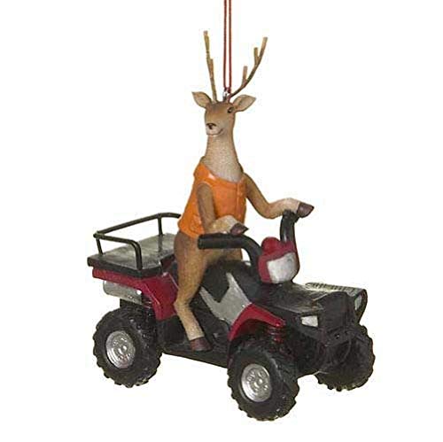 Deer Hunter Buck on ATV Four Wheeler Resin Stone Christmas Tree Ornament by Midwest-CBK