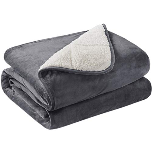 Degrees of Comfort 10 Pounds Soft Sherpa Weighted Throw Blankets for Couch, Small Blanket for Women, Teen & Adult, 50x60 Inch, Charcoal, 10lb