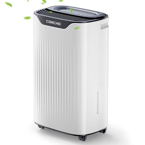 Dehumidifier for Home, Concho 3500 Sq. Ft 35 Pint Quiet Dehumidifier for Basement, Bathroom, Bedroom, Large Room, 0.79 Gallon Water Tank with Drain Hose, Auto Shut Off, 24H Timer US Only