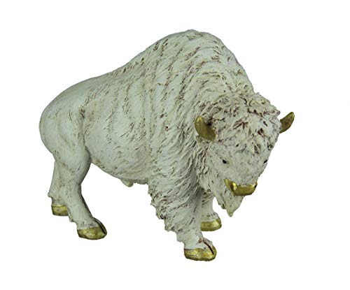 DeLeon Collections White Buffalo Statue Figurine 8.8 X 3.9 X 6.6