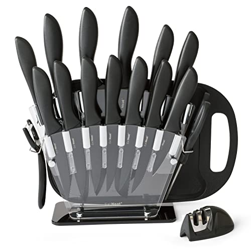 Deluxe 18 Piece Home Essentials All Black Knife Block Set