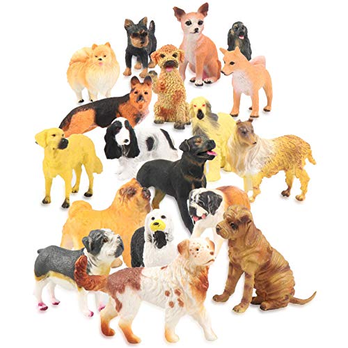 Deluxe Dog Figurines Set - 18 Assorted Canine Figures