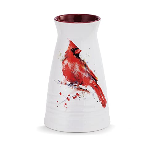 DEMDACO Redhead Cardinal Bird Watercolor Vase
