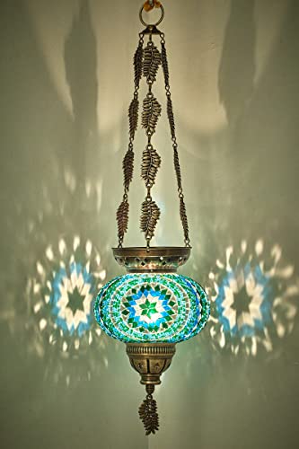 DEMMEX Colorful Mosaic Hanging Candle Holder Lantern