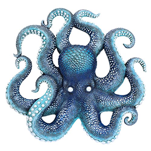 Design Toscano Deadly Blue Octopus of the Coral Reef Wall Sculpture, 3.00" x 16.00", Full Color Finish