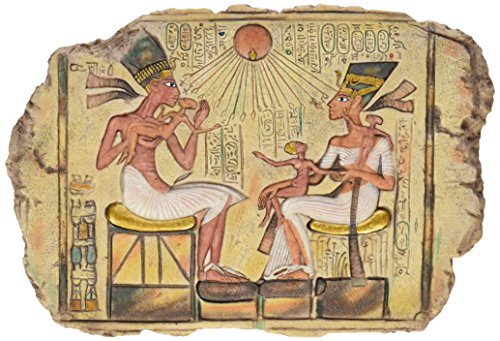 Design Toscano King Akhenaton, Nefertiti and Daughters Stele Wall Sculpture, 12 Inch, Full Color, 12.00" x 0.50"