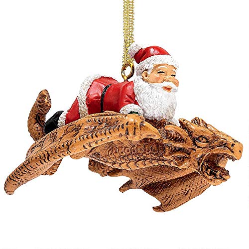 Design Toscano Santa and The Snowdragon 2020 Holiday Gothic Ornament