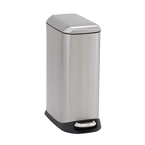 Design Trend Oval Slim Stainless Steel Step Trash Can with Soft Close Lid