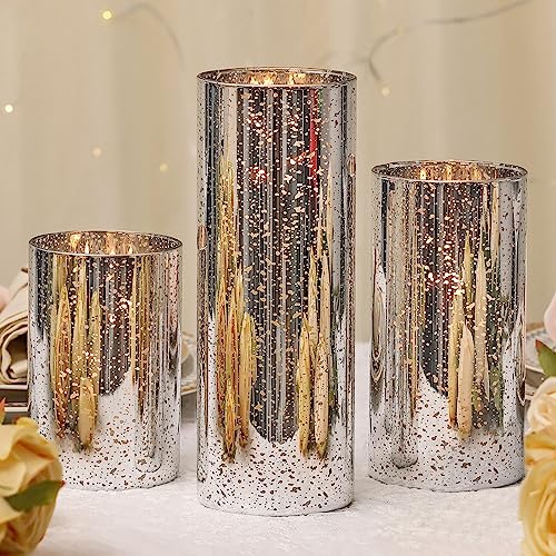 DEVI Silver Mercury Glass Candle Holders