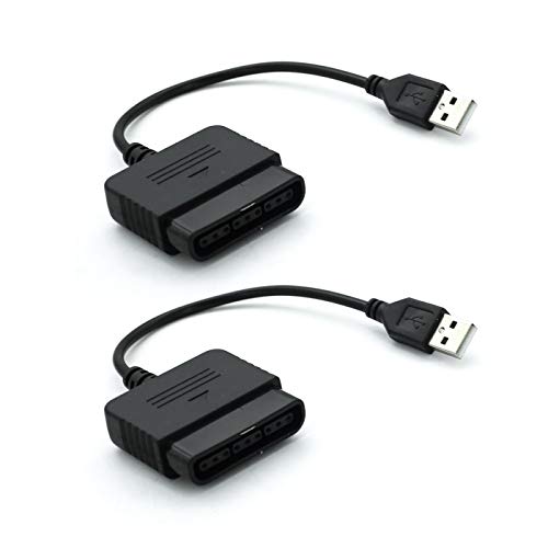 DEVMO 2 Pcs USB Cable PS2 to PS3 Video Game Controller Adapter Converter Compatible with Sony PS2 PS3 PC Playstation 2 Playstation 3