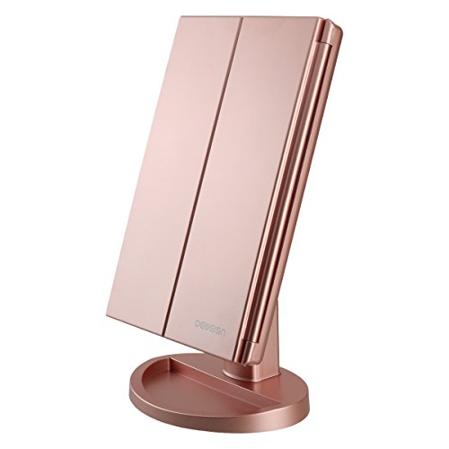 deweisn Dresser Mount Tri-Fold Lighted Vanity Mirror