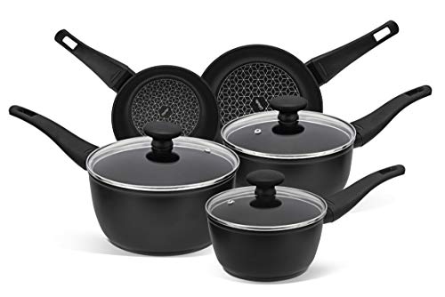 Diamond-Infused Non Stick Cookware Set with Heat Indicators - Suitable for Induction Hobs