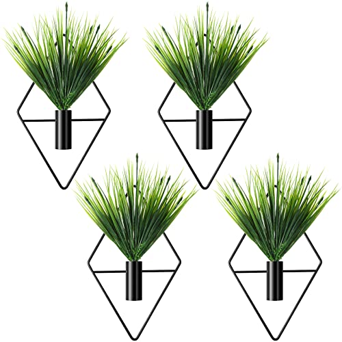 Diamond Shape Hanging Planters with Artificial Plants Geometric Wall Decor