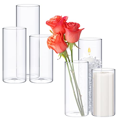 Didaey Glass Cylinder Vases Clear Glass Flowers Vase Decorative Floating Candles Holders