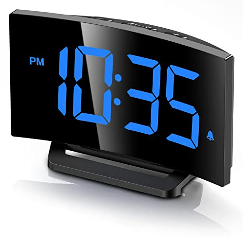 Digital Alarm Clock with Modern Curved Design