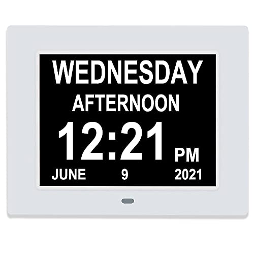 Digital Day Calendar Clock: Easy-to-Read, Customizable Alarms, Auto-Dimming