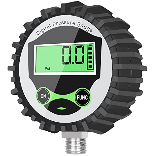 Digital Low Pressure Gauge with 1/4'' NPT Bottom Connector and Rubber Protector