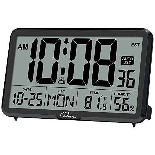 Digital Wall Clock Battery Operated with Temperature, Humidity and Date