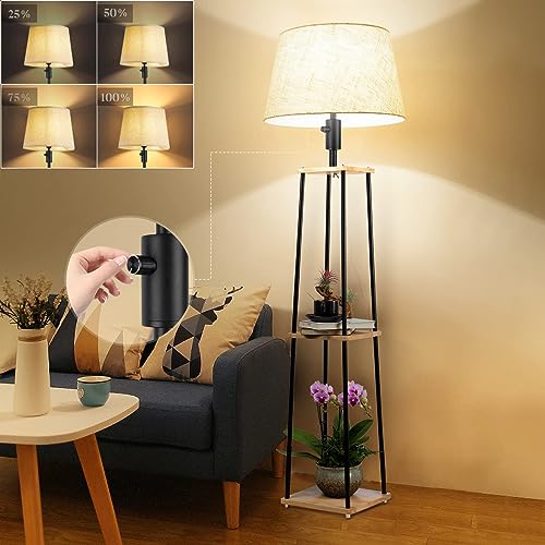 Dimmable Floor Lamp with Shelves