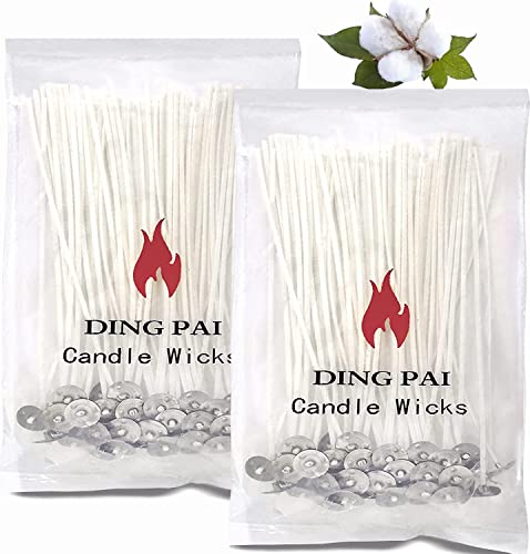 BEADNOVA Candle Wicks 8 Inch 100pcs with Candle Stickers Large Cotton  Candle Wicks and Double Sided Candle Wicks Stickers for Candle Making  Supplies