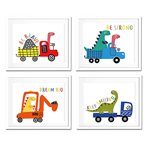 Dinosaur Truck Inspirational Quotes Art Print Set