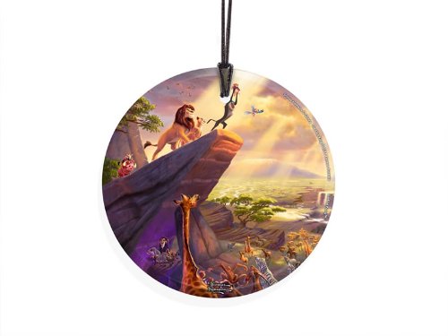 Disney - The Lion King - Circle of Life - Pride Rock Presentation of Cub - Simba - Thomas Kinkade - 3.5” Starfire Prints Hanging Glass Print Accessory | Complimentary Red Velveteen Gift Bag