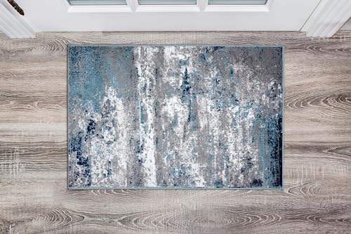 Distressed Abstract Watercolor Area Rug
