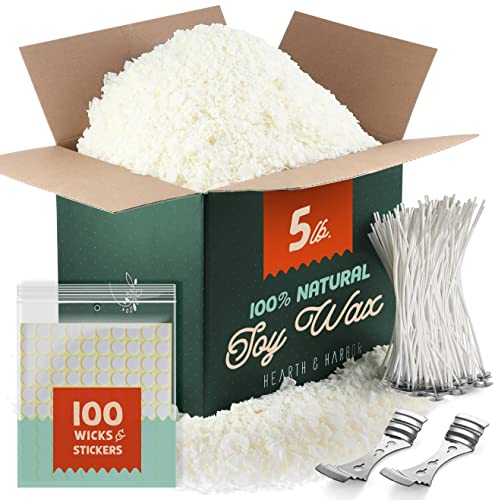 DIY Candle Making Kit - Natural Soy Wax, Cotton Wicks, Centering Tools, 5 lbs