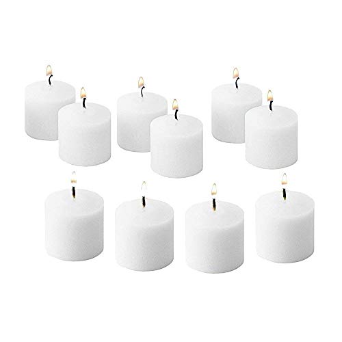 D'light Online 10 Hour Burn Time Unscented White Votive Candles - for Birthdays, Baby Shower, Home Decoration and Weddings (White, Set of 72)