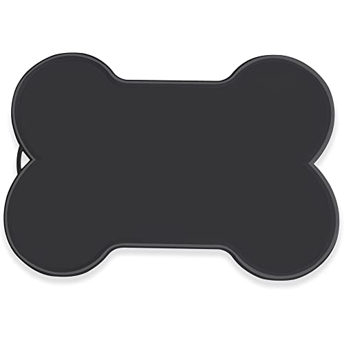Dog Food Mat for Floors, Waterproof Silicone Pet Placemat Tray Bone Shaped