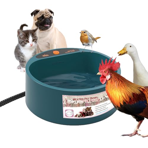 Dog Heated Water Bowl for Outdoor Animals with Chew Resistant Cord
