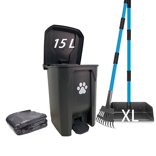 Dog Poop Trash Can for Outdoors with Extra Large Pooper Scooper & 50 Waste Bags