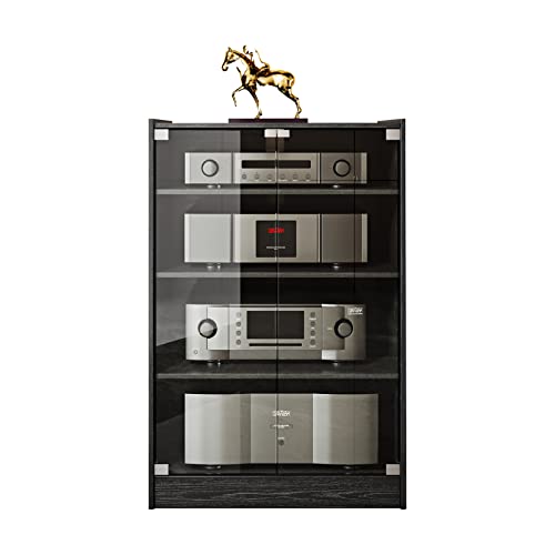 DOLILO Media Storage Cabinet - Modern AV Cabinet with Glass Doors