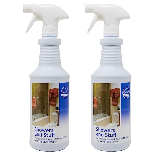Don Aslett Showers and Stuff (32 Oz Spray Bottle, Pack of 2) Hard Water Stains and Soap Scum Remover